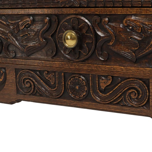 Vintage Carved Oak Cabinet Chest of Drawers with Mythical Figures For Sale - Image 18 of 18