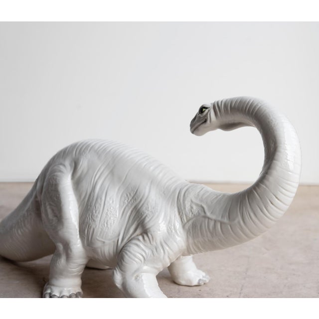 Vintage Italian Bassano Ceramic Dinosaur Sculpture - White Pottery Brontosaurus Figure, 1970s For Sale - Image 13 of 18