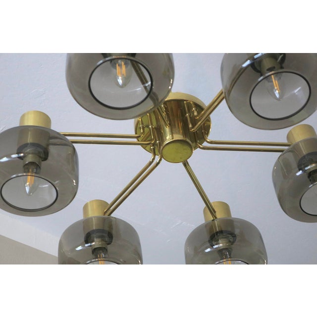 Large Brass and Glass Chandelier from Hans-Agne Jakobsson, Sweden, 1960s For Sale - Image 6 of 11