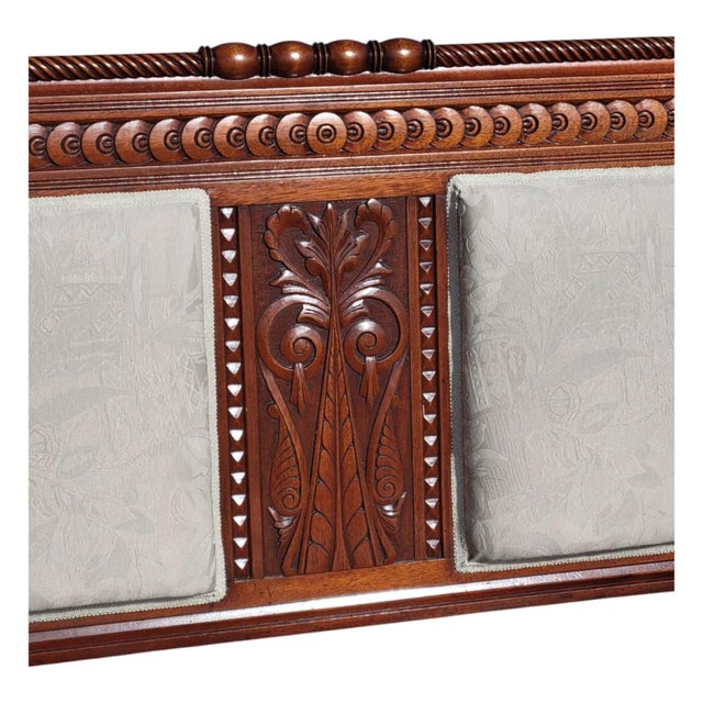 Antique 19th C Eastlake Loveseat Refinished Walnut Victorian Upholstered Settee For Sale - Image 16 of 18