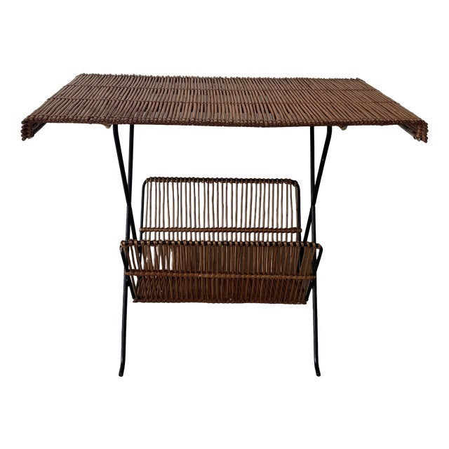 Wicker Coffee Table with Magazine Rack For Sale