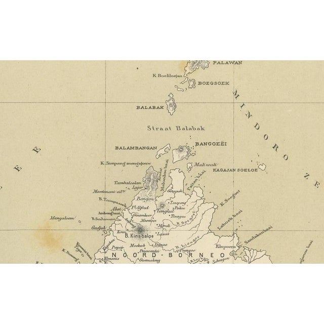 Antique Map of Borneo, 1884 For Sale - Image 9 of 10