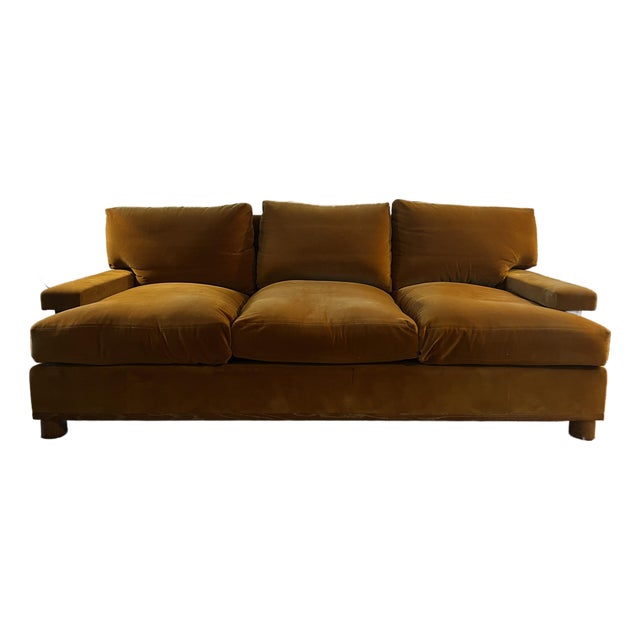 Roman Thomas (Palmer) Sofa / Rose Uniacke Java Cotton Velvet Gently Used Down Sofa For Sale