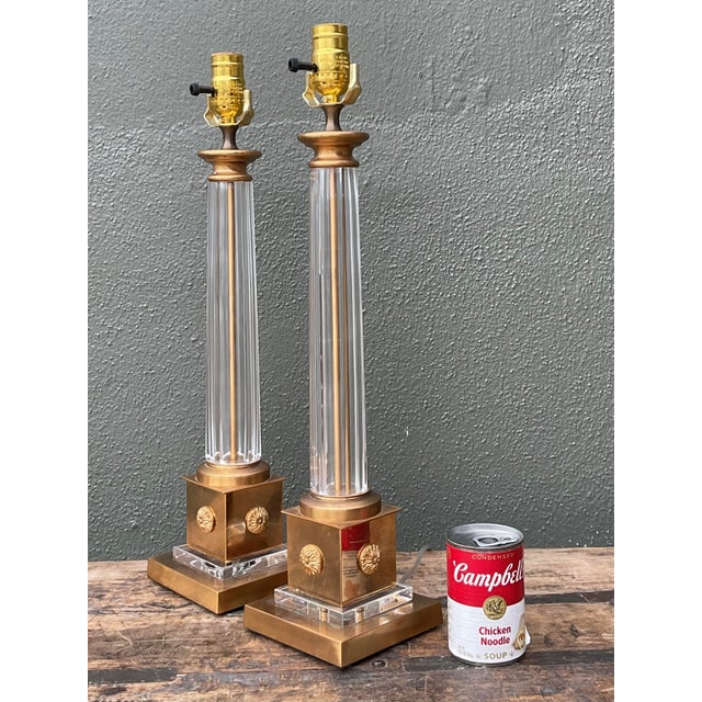 Vintage Neoclassical Glass Lamps - A Pair For Sale In West Palm - Image 6 of 12