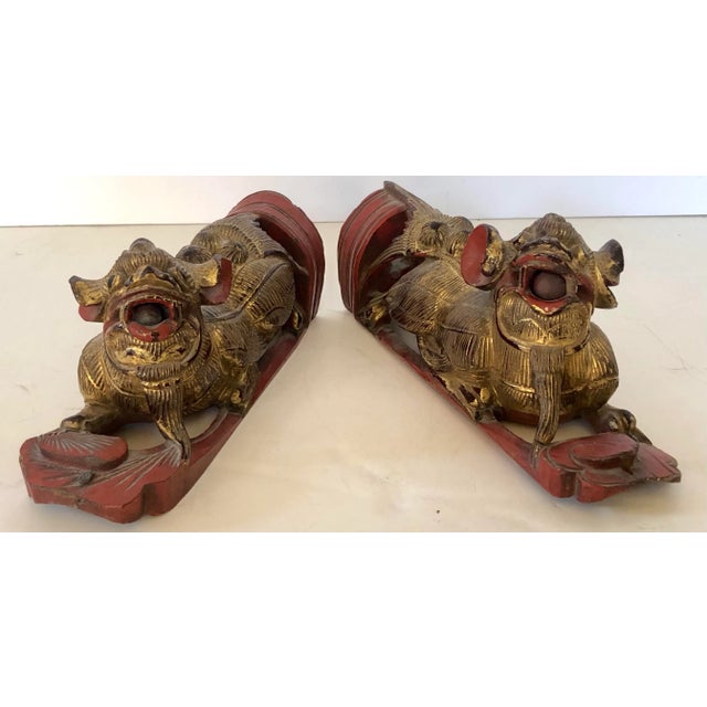 Pair of Hanging Temple Foo Dog Fragments For Sale - Image 13 of 13