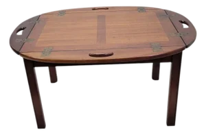 1960s Butler Solid Mahogany Coffee Table Chippendale Style, Tray