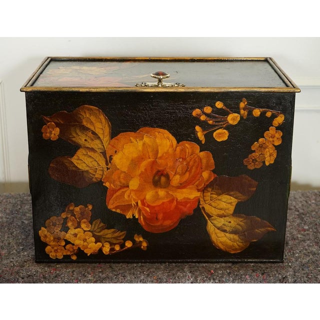 Vintage Metal Floral Hand Painted Design Storage Box from Shaw & Sons. For Sale - Image 12 of 18