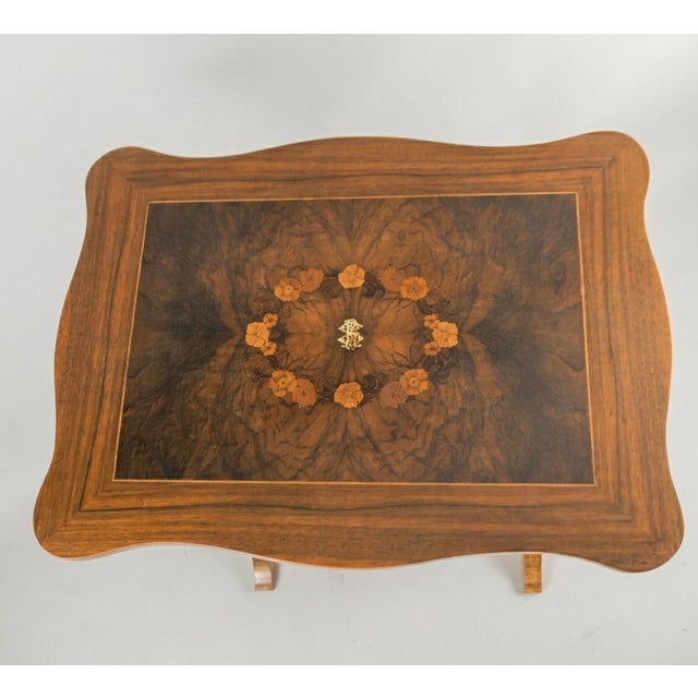 Biedermeier Walnut Side Table with Marquetry, Southern Germany, 1840 For Sale - Image 10 of 11