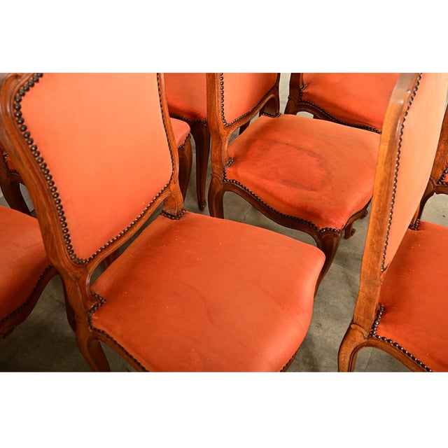 French Vintage Set of Nine Louis XV Style Dining Chairs For Sale - Image 10 of 15