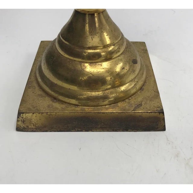 Mid 20th Century Mid-20th Century Hollywood Regency Sculptural Brass Candlesticks, 15" – Pair For Sale - Image 5 of 7