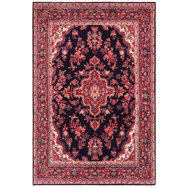 Shabby Chic Persian Tabriz Blue/Red Wool Rug - 7'1'' X 9'10'' For Sale - Image 10 of 10
