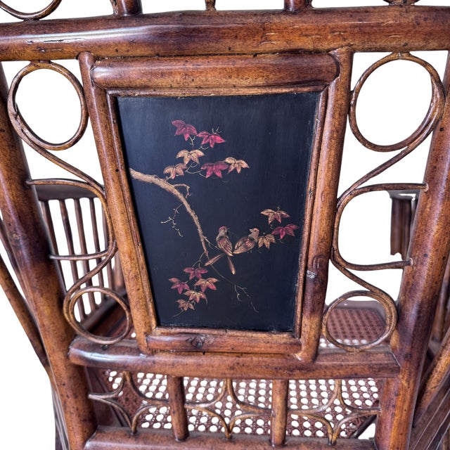 Late 20th Century Attributed to Theodore Alexander Chinoiserie Bamboo Pavilion Armchairs With Custom Silk Down Cushions For Sale - Image 12 of 16