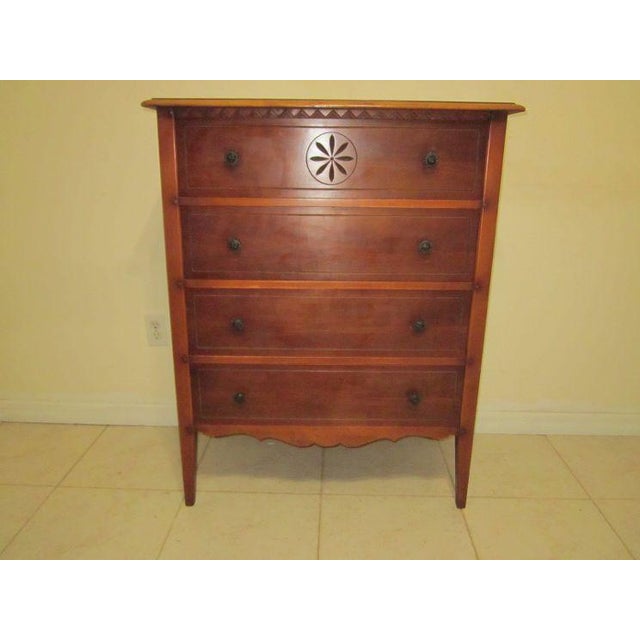 1960s Vintage British Colonial Style Wood Chest 4 Drawer Dark Tone For Sale - Image 12 of 12