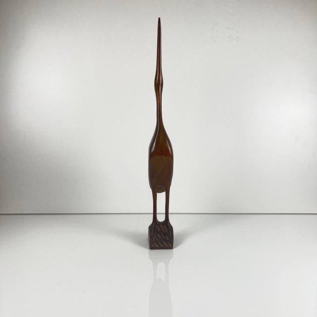 Contemporary Carved Wooden Heron Statue, Mid-20th Century For Sale - Image 3 of 10
