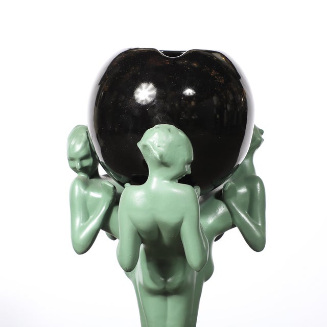 This Art Deco smoker's stand, created by the iconic American design company Frankart in circa 1935, is a remarkable...