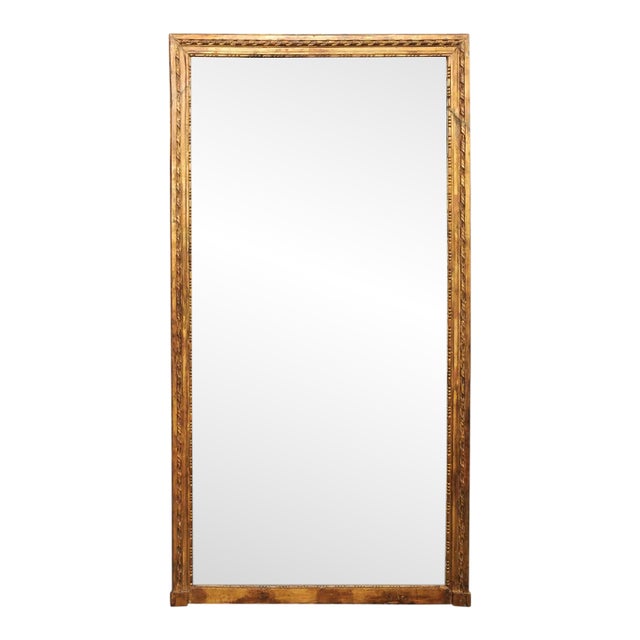 19th Century French Classical Gold Painted Wood Wall Mirror For Sale