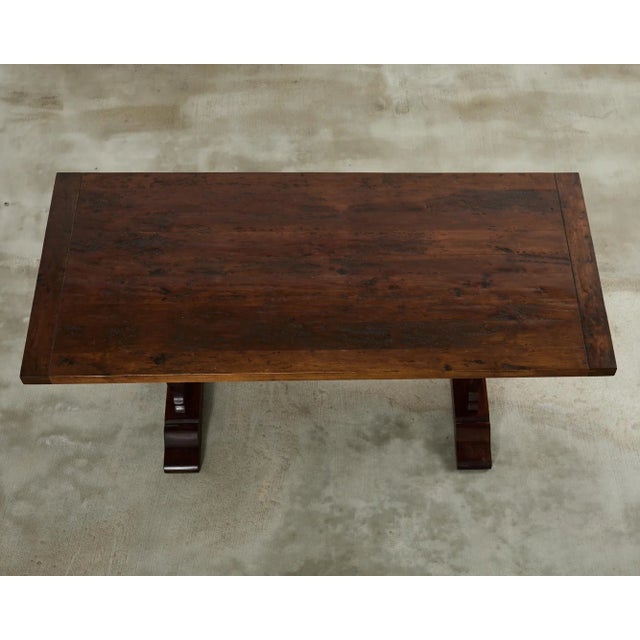 Country English Style Fruitwood Trestle Dining Table For Sale - Image 4 of 12