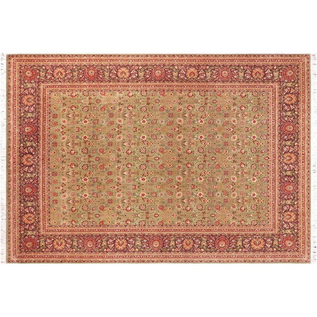 Green Elegant Floral 1990's Pak-Persian Green/Aubergine Wool Rug - 9'1'' X 11'4'' For Sale - Image 8 of 9