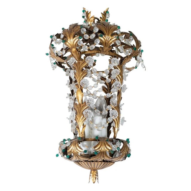 Vintage 1960s Gilt Metal and Crystal Lantern Style Pendant For Sale - Image 11 of 11