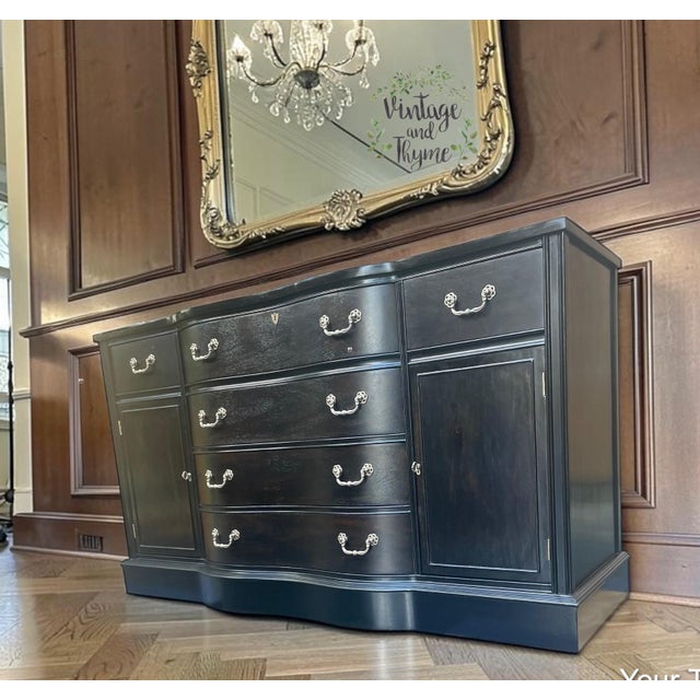 Wood Vintage Black Mahogany Hepplewhite Buffet For Sale - Image 7 of 14