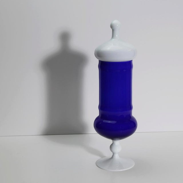 Apothecary Jar in Cobalt Blue Cased Glass by Carlo Moretti, Italy, 1960s For Sale - Image 9 of 10