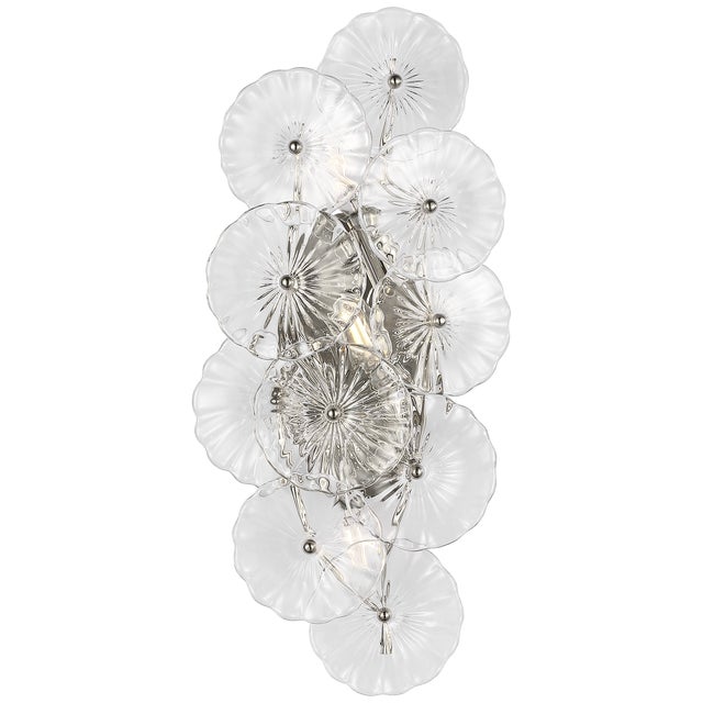 Gianna 21" Layered Sconce in Polished Nickel with Clear Glass Designer: Julie Neill Finish: Polished Nickel Height: 21"...