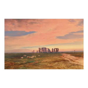 'Stonehenge at Sunset' by Robert Gallon, Royal Academy, Royal Society of British Artists, Benezit, Wiltshire, Druid, Celtic