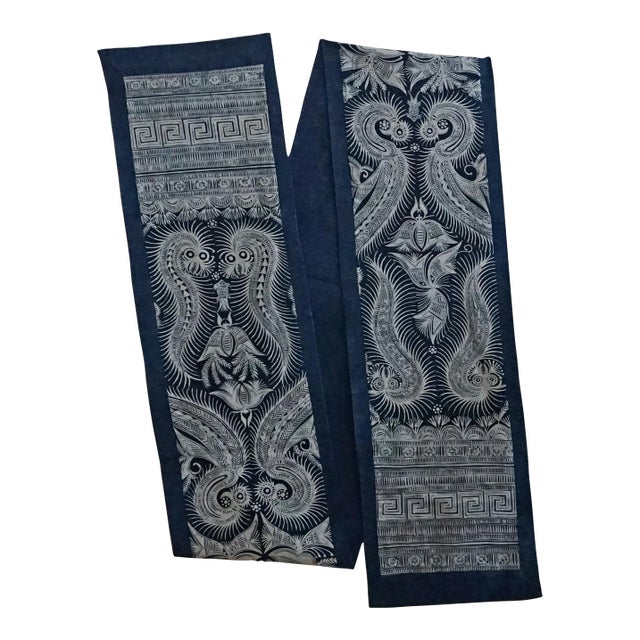 Vintage Chinese Minority Batik Textile Table Runner For Sale