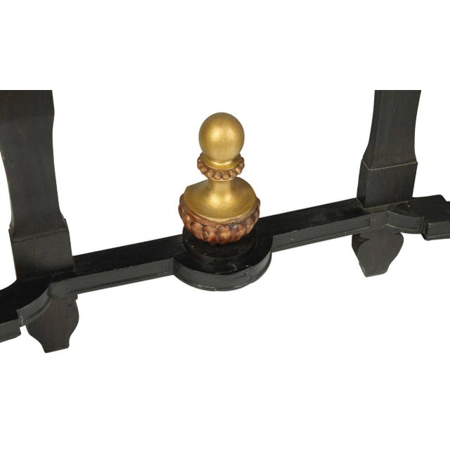 Pair of Early 19th Century Italian Gilt Bronze Mounted Ebonized Console Tables For Sale - Image 9 of 10