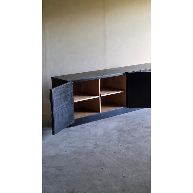Brutalist Credenza in Black Stained Oak by J. Batenburg for MI Belgium, 1970s For Sale - Image 13 of 16