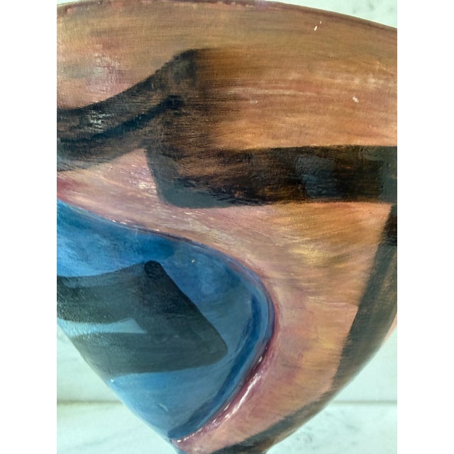 Vintage Post Modern Hand Painted Abstract Ceramic Vase For Sale - Image 10 of 10
