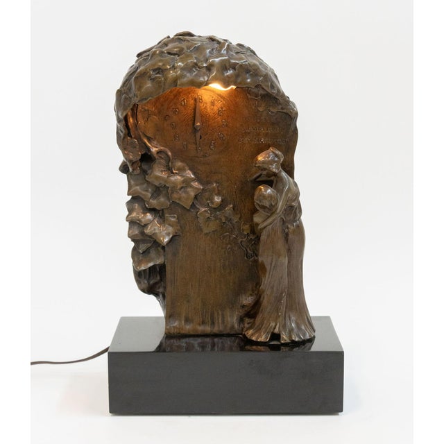 W. Lachner Jugendstil Patinated Bronze Table Clock For Sale - Image 9 of 9