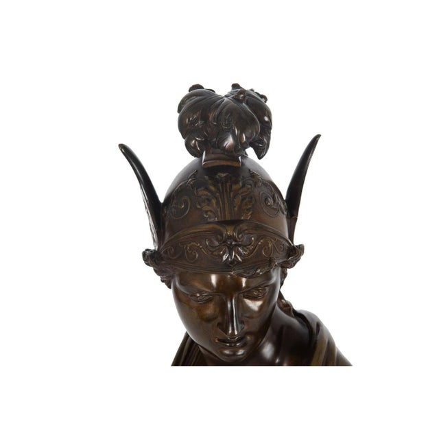 French Bronze Sculpture Antique Bust of Greek Warrior, Late 19th Century For Sale - Image 6 of 12