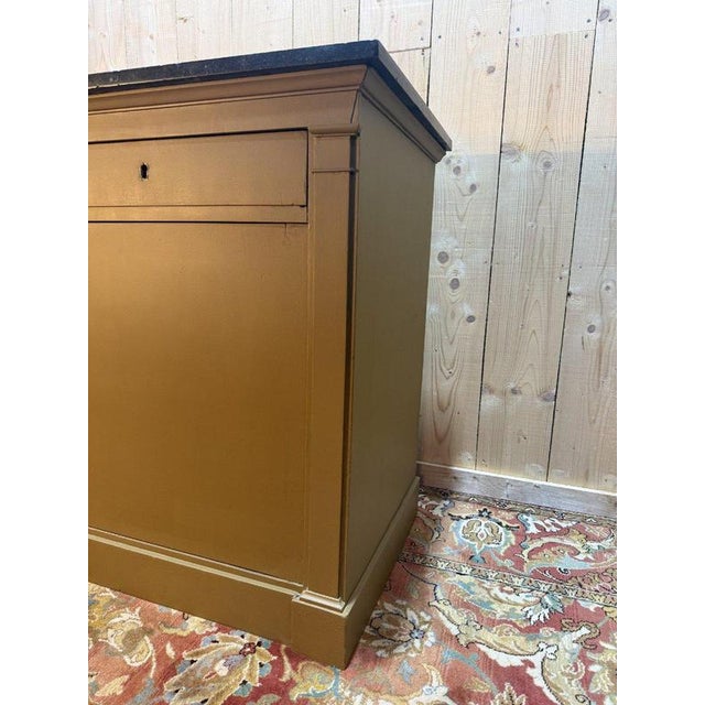 Louis Philippe Style Sideboard in Painted Wood and Black Marble For Sale - Image 5 of 9