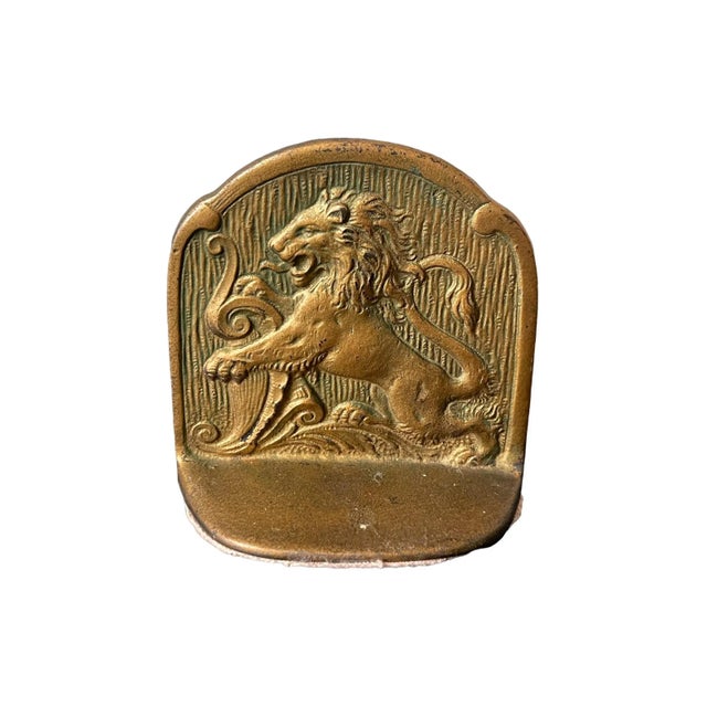 Neoclassical Fighting Lion Vintage Bookends Excelent Detail