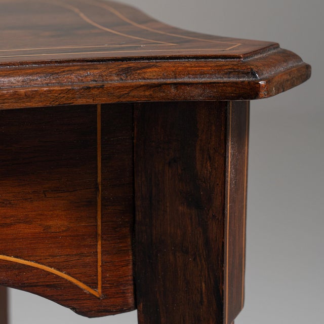 Brown 19th Century France Rich Walnut Brown Shaped-Apron Walnut Side Table For Sale - Image 8 of 11