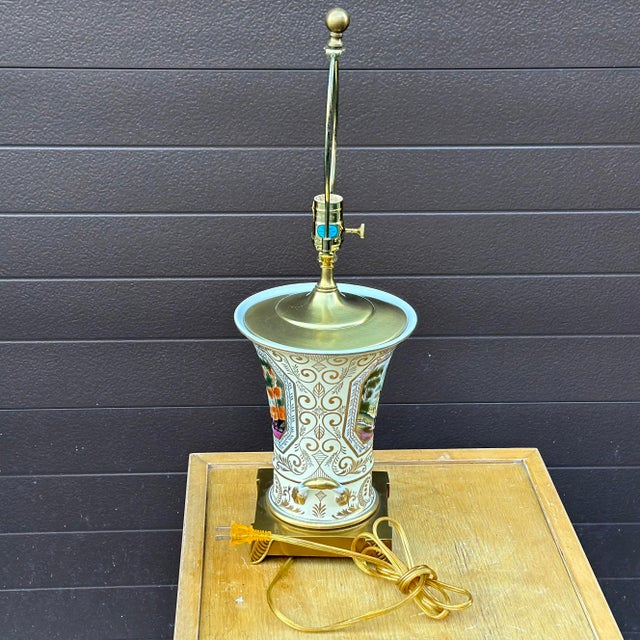 Vintage Chelsea House Hand Painted Ceramic & Brass Table Lamp For Sale In Philadelphia - Image 6 of 12