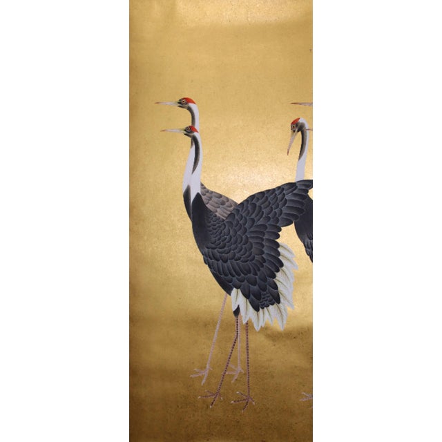 Not Yet Made - Made To Order Hand Painted Golden Crane Scenic Wallpaper Mural – Luxury Metallic Gold Leaf Wallcovering For Sale - Image 5 of 9