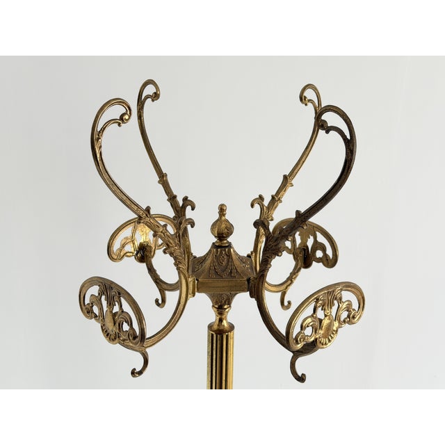 Vintage Italian Brass Hall Tree with Marble Sphere and Rotating Crown, 1960s For Sale - Image 12 of 18