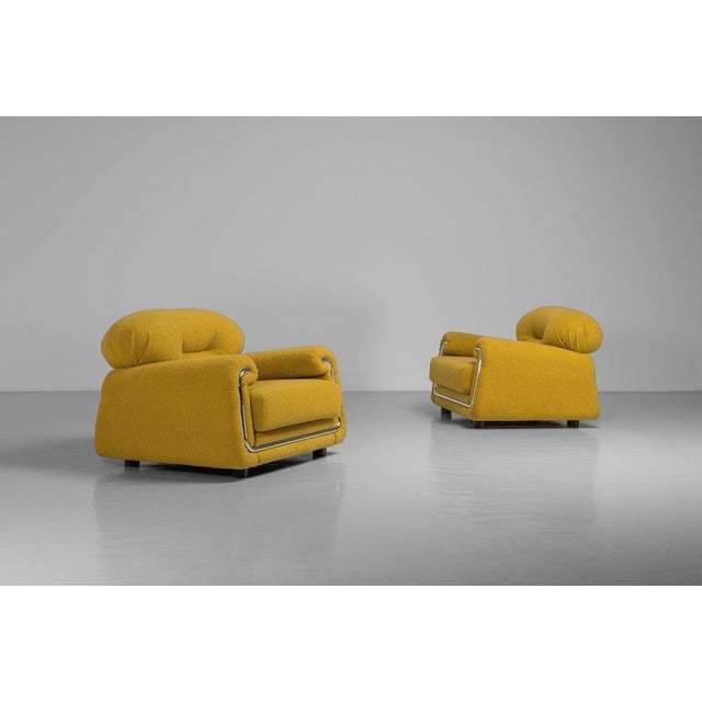 Lounge Chairs in Yellow Bouclé from Salotti B&T, Italy, 1970s, Set of 2 For Sale - Image 6 of 17