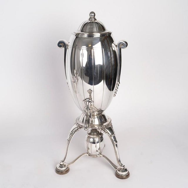 Metal Art Nouveau Coffee and Tea Service with Samovar, Sugar Bowl and Milk Jug, Set of 6 For Sale - Image 7 of 15