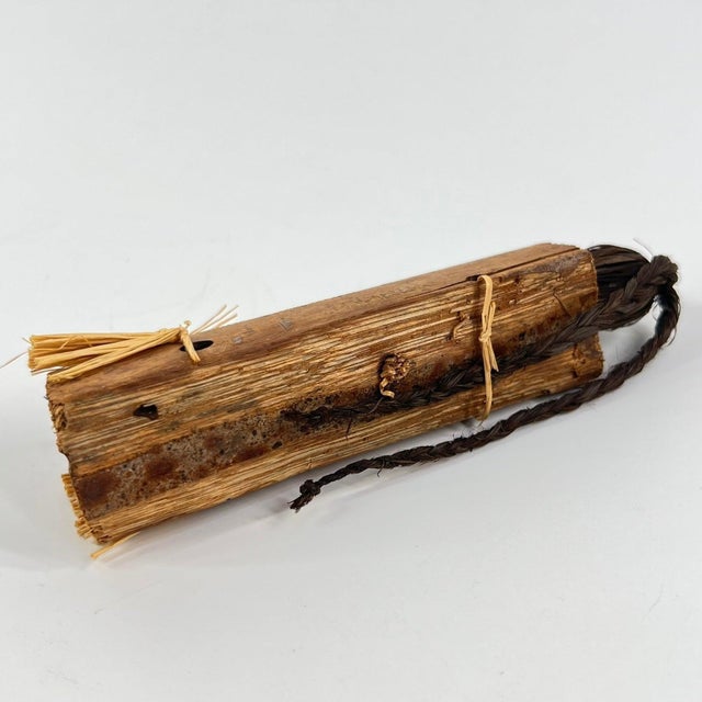 Wood Early 20th Century Wooden Doll with Raffia Skirt MATTER COLLECTION For Sale - Image 7 of 8