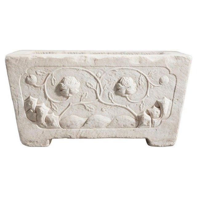 Stone Marble Floral Planter For Sale - Image 7 of 7