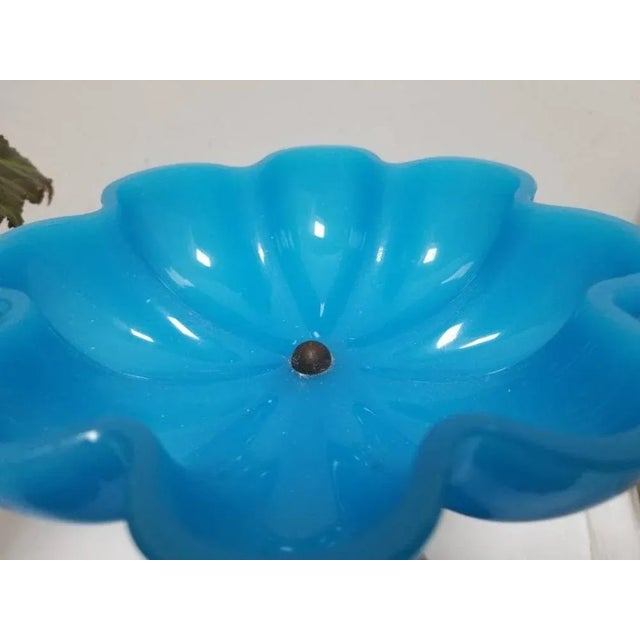French Napoleon III Blue Opaline Glass Compotiere Table Centerpiece, 1890s For Sale - Image 4 of 11