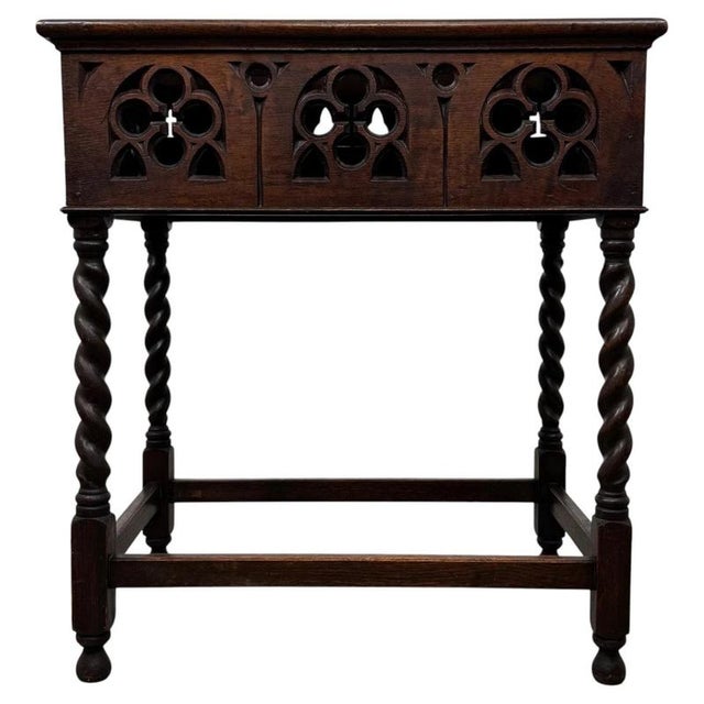 20th Century Gothic Oak Side Table For Sale - Image 10 of 10