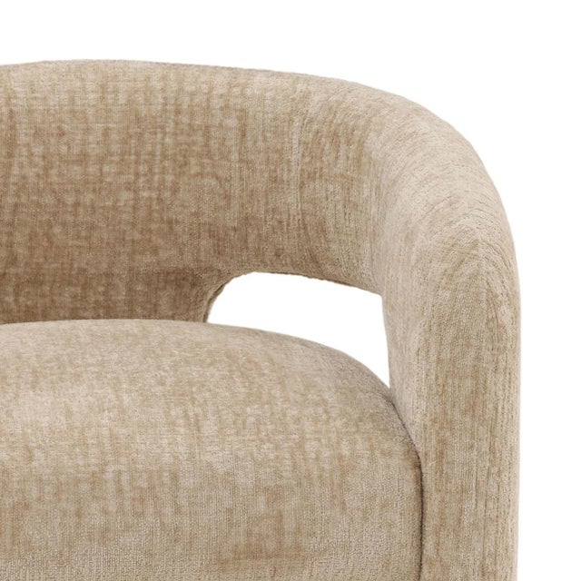 2020s Modern U Beige Chenille Chair For Sale - Image 5 of 7
