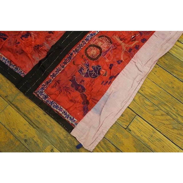 Antique Silk Chinese Embroidery Features an Elegantly Styled Geometric For Sale In New York - Image 6 of 6