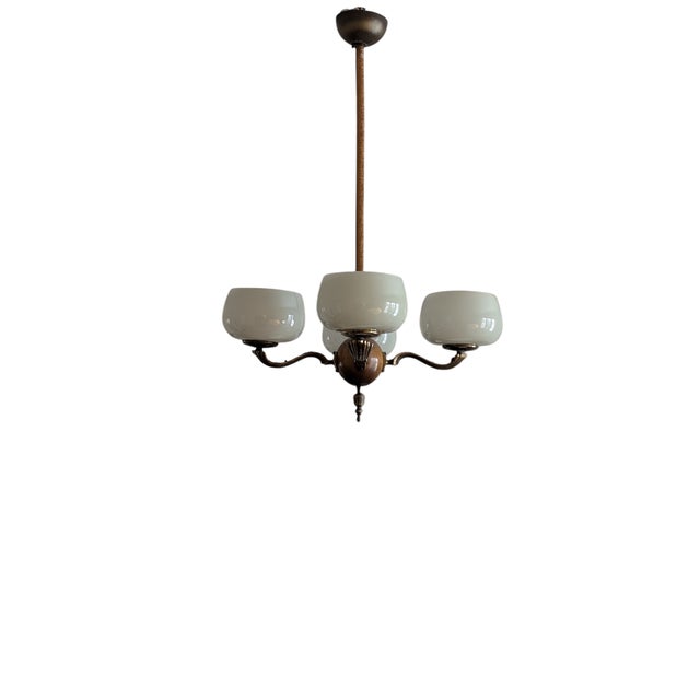 Model 1373/4 Four Arm Chandelier by Paavo Tynell Taito Oy for Oy Taito Ab, 1940s For Sale - Image 6 of 12
