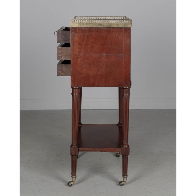 Wood Louis XVI Style Marble Top Nightstand or Side Table For Sale - Image 7 of 10