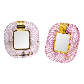 Pair of Pink Murano Glass Table Frames, Italy, Probably Mid-20th Century For Sale